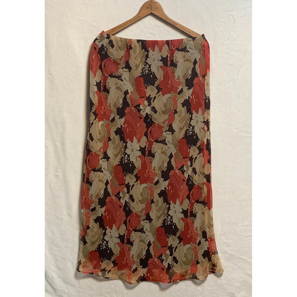 Vintage Cato Women's Floral Print Maxi Skirt Size Medium Fall Autumn Neutral EUC